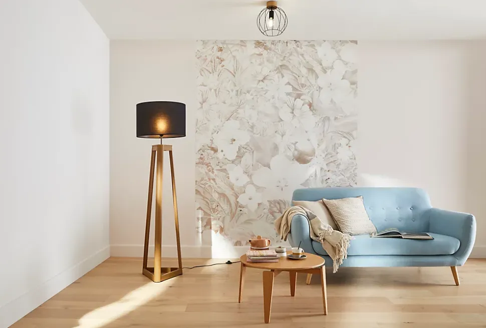 Lampadaire Honore Corep E27 IP20 60W bois foncé noir