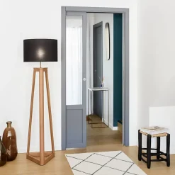 Lampadaire Honore Corep E27 IP20 60W bois foncé noir