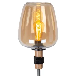 Lampadaire Ilona pied métal noir abat-jour en verre IP20 E27 40W Ø34 x H.150cm Lucide