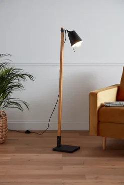 Lampadaire incandescent Menonry GoodHome E27 noir mat