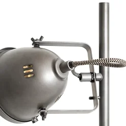 Lampadaire industriel en acier et bois 2 lumières - Emado