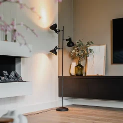 Lampadaire industriel noir avec or 3 lumières - Tommy