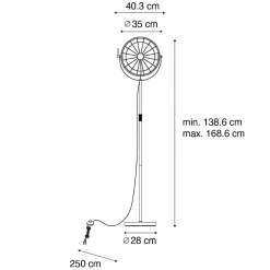 Lampadaire industriel noir 35 cm réglable - Hanze