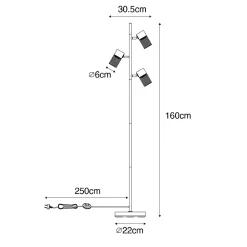 Lampadaire industriel noir 3 lumières - Jim