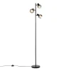 Lampadaire intelligent noir avec verre fumé, inclut 3 ampoules Wifi P45 - Vidro