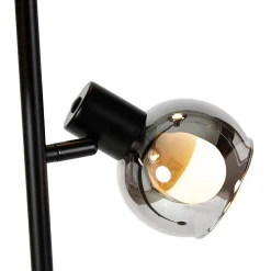 Lampadaire intelligent noir avec verre fumé, inclut 3 ampoules Wifi P45 - Vidro