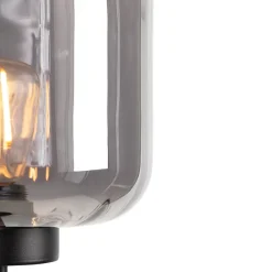 Lampadaire intelligent noir avec verre fumé incl. Wifi ST64 - Qara