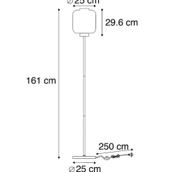 Lampadaire intelligent noir avec verre fumé incl. Wifi ST64 - Qara