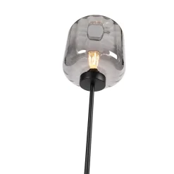 Lampadaire intelligent noir avec verre fumé incl. Wifi ST64 - Qara