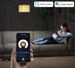 Lampadaire intelligent WiFi RVB réglable, fonctionne avec Alexa/Google Home, Classe énergétique E