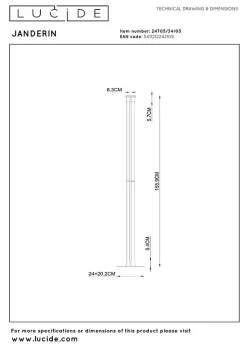 Lampadaire JANDERIN en aluminium avec LED intégré - Champagne Couleur - Lucide