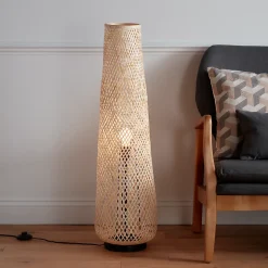 Lampadaire Kasungu E27 60w IP20 ø28 x h. 95,5 cm GoodHome coloris naturel