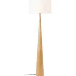 Lampadaire Kirou blanc pied bois IP20 E27 H.150cm Brilliant