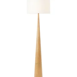 Lampadaire Kirou blanc pied bois IP20 E27 H.150cm Brilliant