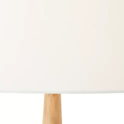 Lampadaire Kirou blanc pied bois IP20 E27 H.150cm Brilliant