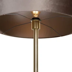 Lampadaire laiton avec abat-jour en velours taupe 50 cm - Simplo