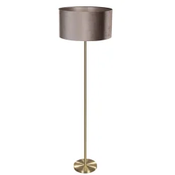 Lampadaire laiton avec abat-jour en velours taupe 50 cm - Simplo
