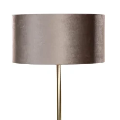 Lampadaire laiton avec abat-jour en velours taupe 50 cm - Simplo