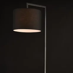 Lampadaire Lampe à Pied Avec Abat-jour Métal Et Tissu Noir 161 Cm lux.pro
