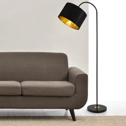 Lampadaire Lampe à Pied Cadre En Métal Et Abat-jour En Tissu 1 X E27 Noir 173 Cm lux.pro