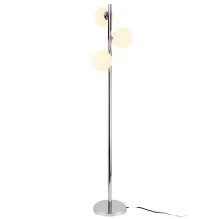 Lampadaire Lampe à Pied Lampe Sur Pied Métal Et Verre 3 X E14 154 Cm Chrome Et Blanc lux.pro