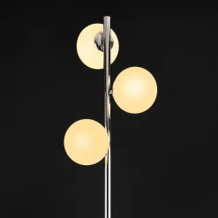 Lampadaire Lampe à Pied Lampe Sur Pied Métal Et Verre 3 X E14 154 Cm Chrome Et Blanc lux.pro