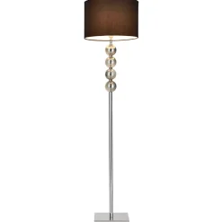 Lampadaire Lampe à Pied Métal Poli Tissu chrome Noir 155 Cm lux.pro