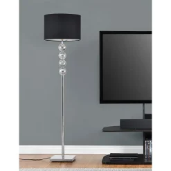 Lampadaire Lampe à Pied Métal Poli Tissu chrome Noir 155 Cm lux.pro
