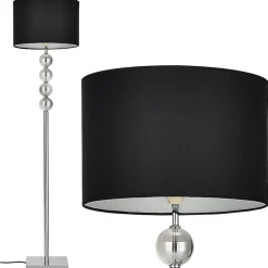 Lampadaire Lampe à Pied Métal Poli Tissu chrome Noir 155 Cm lux.pro