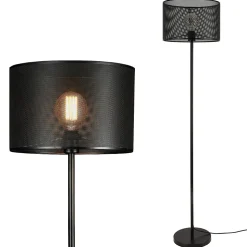 Lampadaire Lampe à Pied Métal Noir E27 153 Cm lux.pro