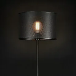 Lampadaire Lampe à Pied Métal Noir E27 153 Cm lux.pro