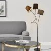Lampadaire Lampe Sur Pied 3 X E14 Hauteur 146 Cm 3 Abat-jour Marron Noir Gris Armature Noir lux.pro