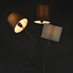 Lampadaire Lampe Sur Pied 3 X E14 Hauteur 146 Cm 3 Abat-jour Marron Noir Gris Armature Noir lux.pro