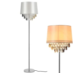 Lampadaire Lampe Sur Pied Métal Poli Tissu Blanc Chrome E27 161 Cm lux.pro