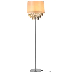 Lampadaire Lampe Sur Pied Métal Poli Tissu Blanc Chrome E27 161 Cm lux.pro