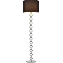 Lampadaire Lampe Sur Pied Métal Tissu Noir Chrome 155 Cm Diamètre 48 Cm E27 lux.pro