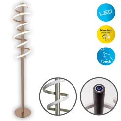 Lampadaire LED BELLEZA 140cm metal plastique nickel mat blanc LEDs fixes salon salle a manger chambre bureau moderne