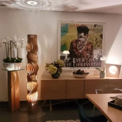 Lampadaire Led bois naturel et noir GM - Piatoni - Alta