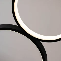 Lampadaire LED cercles superposés en métal noir - Newton