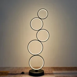 Lampadaire LED cercles superposés en métal noir - Newton