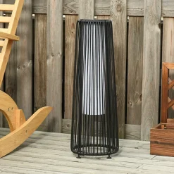 Lampadaire LED de jardin style colonial dia. 21,5 x 61H cm résine tressée filaire