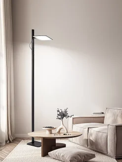 Lampadaire led de salon noir, 24W 2160lm, réglable en hauteur et orientable à 340, interrupteur on/off, CCT et variateur à pied