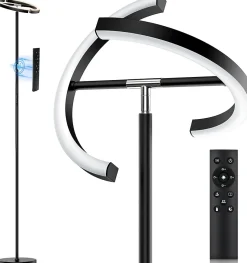 Lampadaire LED Dimmable 20W Moderne Uplighter avec Télécommande Noir