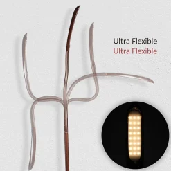 Lampadaire LED Effet Bois Wengé FISHTEC 3 Températures Tête Flexible Tactile