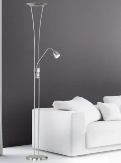Lampadaire LED intégrée 19W, 3000K, 2200 lm, Nickel mat - Trio - Arizona