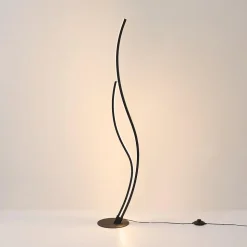 Lampadaire LED noir aux lignes ondulées dimmable - Ysoria