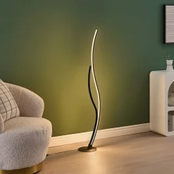 Lampadaire LED noir aux lignes ondulées dimmable - Ysoria