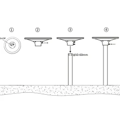 Lampadaire LED solaire 2300 lumens, IP65, (mât non inclus)
