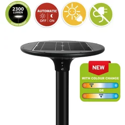 Lampadaire LED solaire 2300 lumens, IP65, (mât non inclus)