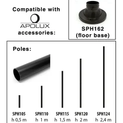Lampadaire LED solaire 2300 lumens, IP65, (mât non inclus)